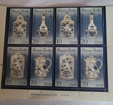 DDR Briefmarken 1989 Viererblock " Meissner Porzellan " Eckrand