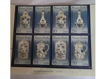 DDR Briefmarken 1989 Viererblock " Meissner Porzellan " Eckrand