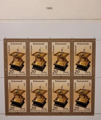 philaseum Briefmarken DDR 1983, Mi.Nr. 2798 Kleinbogen, Kostbare Sand- und Sonnenuhren, Postfrisch