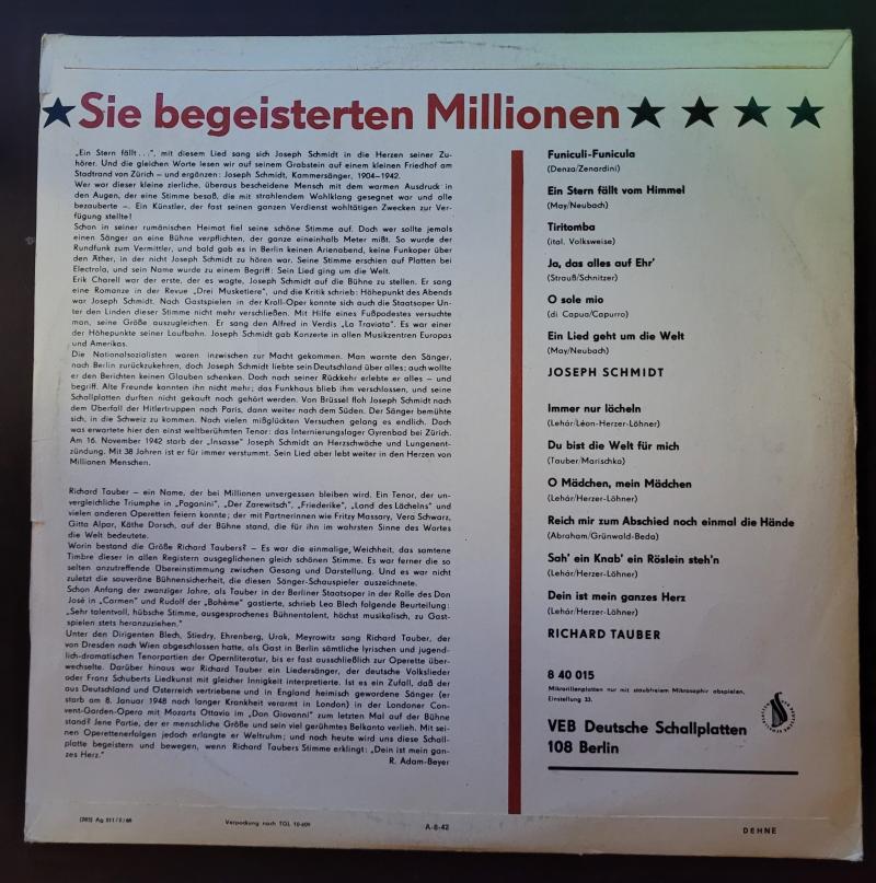 Joseph Schmidt & Richard Tauber – Sie Begeisterten Millionen