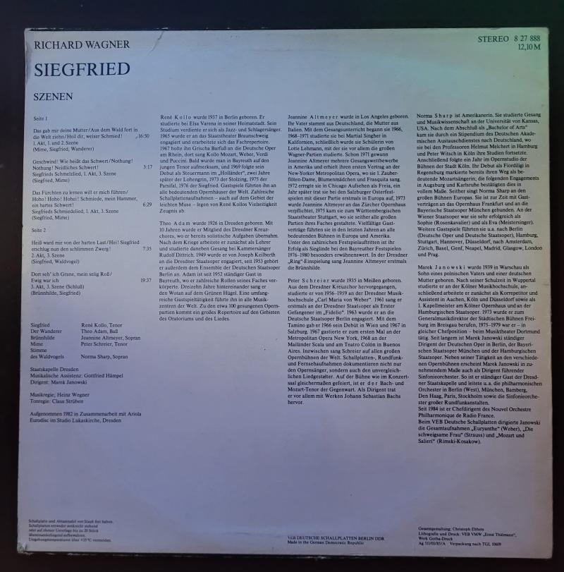 Richard Wagner, René Kollo, Theo Adam, Jeannine Altmeyer, Peter Schreier, Norma Sharp, Staatskapelle Dresden, Marek Janowski – Siegfried (Szenen)