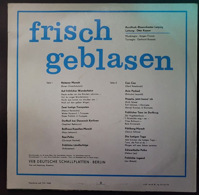 Rundfunk-Blasorchester Leipzig Leitung: Otto Kayser – Frisch Geblasen