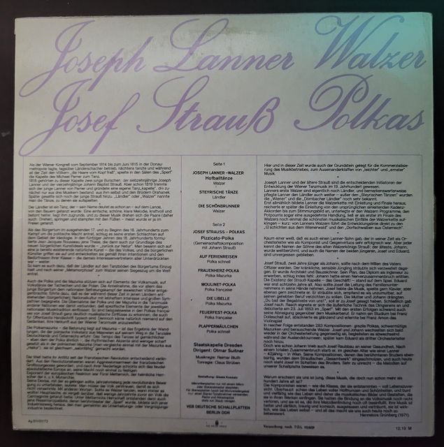 Joseph Lanner*, Josef Strauß - Staatskapelle Dresden, Otmar Suitner – Joseph Lanner Walzer - Josef Strauß Polkas