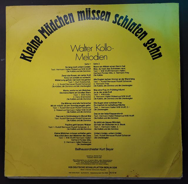 Ballhausorchester Kurt Beyer – Kleine Mädchen Müssen Schlafen Gehn - Walter Kollo Melodien