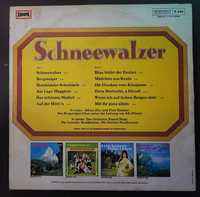 Alfons Zitz Und Fred Heiders, Der Bergsteiger-Chor Unter Der Leitung Von Edi Pfister , Es Spielen Das Orchester Franzl Hepp, Die Inntaler Musikanten • Die Zürisee Musikanten – Schneewalzer