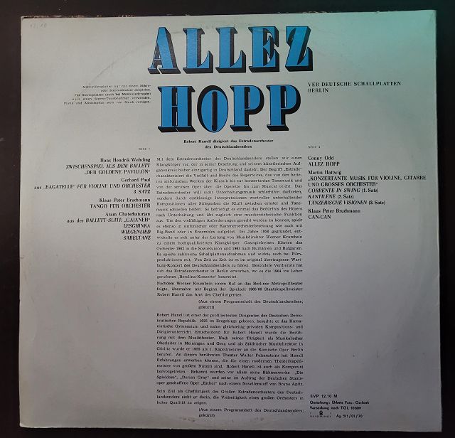 Robert Hanell Dirigiert Das Estradenorchester Des Deutschlandsenders – Allez Hopp