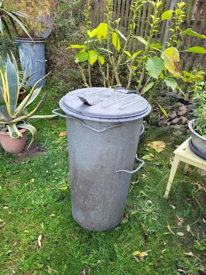 DDR Mülltonne verzinkt verzinkte Tonne DMV 1990 Loft Deko Ostalgie