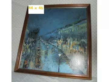 Gemälde von Camille Pissarro – Boulevard Montmartre bei Nacht – Französische Kunst